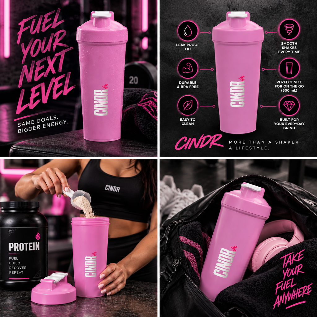 CINDR 24oz Protein Shaker Bottle | Stainless Steel Mixing Ball