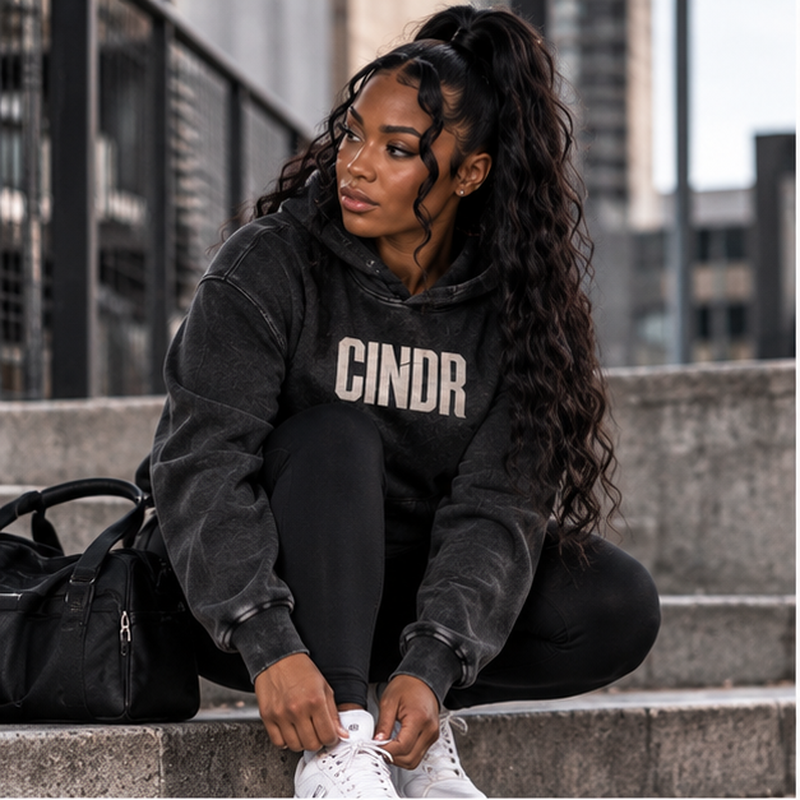 CINDR Snow Wash Oversized Hoodie