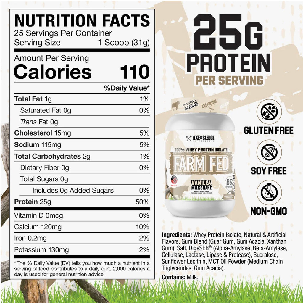 Axe & Sledge Farm Fed Whey Isolate Protein Powder