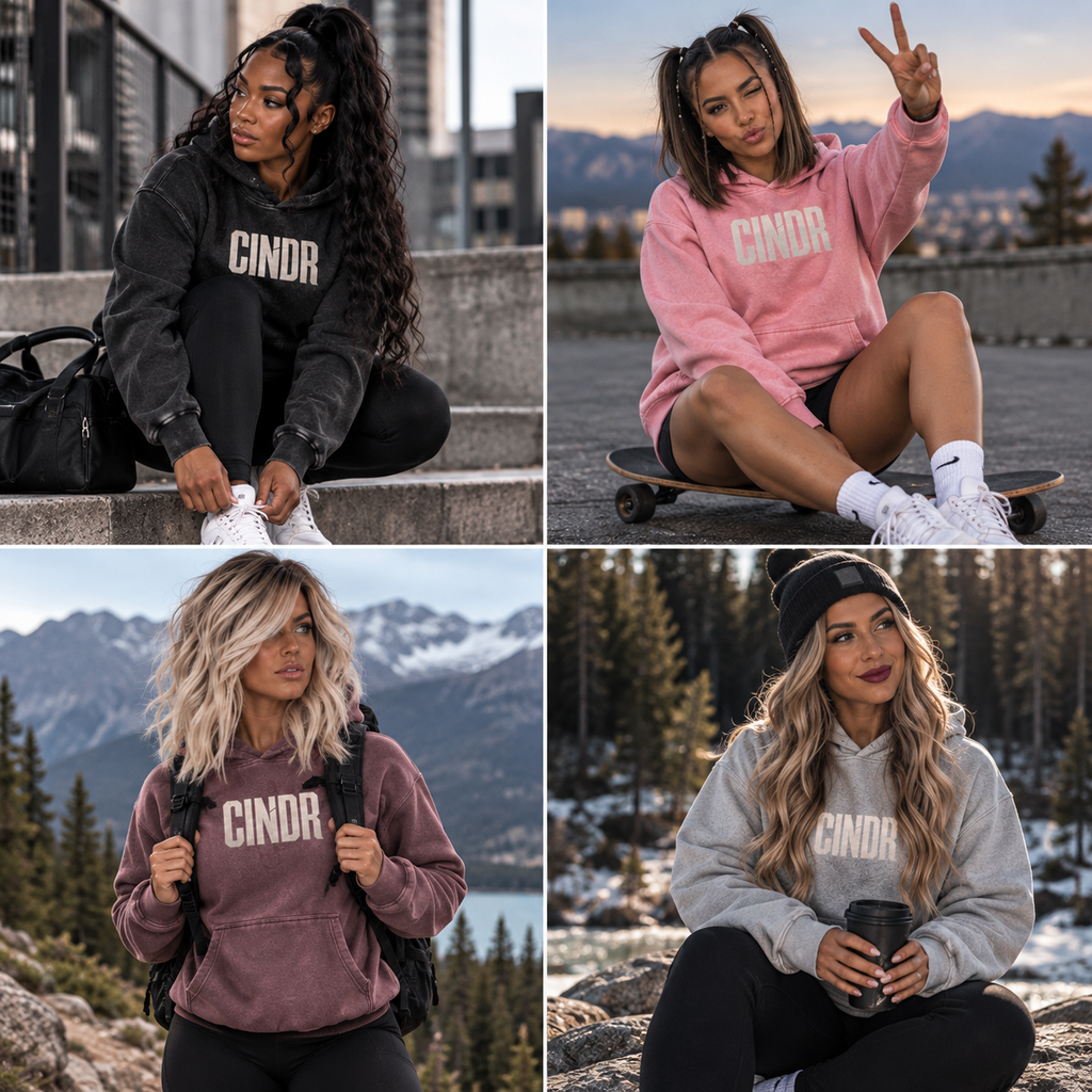 CINDR Snow Wash Oversized Hoodie